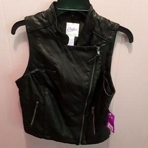 NWT soft faux leather moto vest black Candie's L